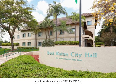 BOCA RATON, FLORIDA, USA:  City Hall On Palmetto Park Rd.  Boca City Council Is Set To Vote On Increasing Fees To $250.00 For Littering Covid Face Masks And Gloves, As Seen On March 23, 2021. 