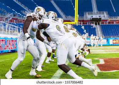 Boca Raton, Florida/USA - November 09, 2019: Florida Atlantic Owls Vs Panthers FIU University Football Game 5. NCAA College Football Conference 2019. The Shula Bowl Trophy. FAU Football Stadium, FL