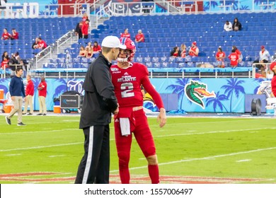 Boca Raton, Florida/USA - November 09, 2019: Florida Atlantic Owls Vs Panthers FIU University Football Game 5. NCAA College Football Conference 2019. The Shula Bowl Trophy. FAU Football Stadium, FL