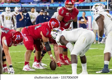 Boca Raton, Florida/USA - November 09, 2019: Florida Atlantic Owls Vs Panthers FIU University Football Game 5. NCAA College Football Conference 2019. The Shula Bowl Trophy. FAU Football Stadium, FL