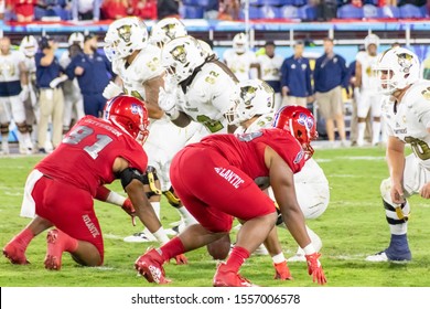 Boca Raton, Florida/USA - November 09, 2019: Florida Atlantic Owls Vs Panthers FIU University Football Game 5. NCAA College Football Conference 2019. The Shula Bowl Trophy. FAU Football Stadium, FL