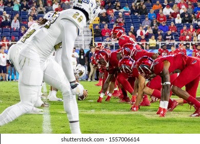 Boca Raton, Florida/USA - November 09, 2019: Florida Atlantic Owls Vs Panthers FIU University Football Game 5. NCAA College Football Conference 2019. The Shula Bowl Trophy. FAU Football Stadium, FL