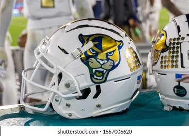 Boca Raton, Florida/USA - November 09, 2019: Florida Atlantic Owls Vs Panthers FIU University Football Game 5. NCAA College Football Conference 2019. The Shula Bowl Trophy. FAU Football Stadium, FL