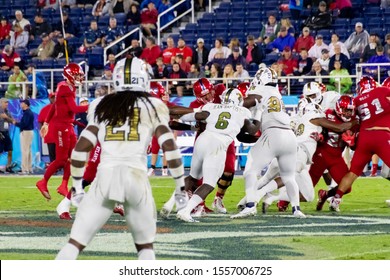 Boca Raton, Florida/USA - November 09, 2019: Florida Atlantic Owls Vs Panthers FIU University Football Game 5. NCAA College Football Conference 2019. The Shula Bowl Trophy. FAU Football Stadium, FL