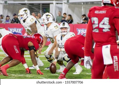 Boca Raton, Florida/USA - November 09, 2019: Florida Atlantic Owls Vs Panthers FIU University Football Game 5. NCAA College Football Conference 2019. The Shula Bowl Trophy. FAU Football Stadium, FL