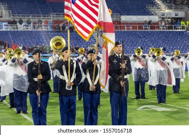 Boca Raton, Florida/USA - November 09, 2019: Florida Atlantic Owls Vs Panthers FIU University Football Game 5. NCAA College Football Conference 2019. The Shula Bowl Trophy. Football Open Ceremony