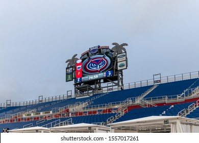 Boca Raton, Florida/USA - November 09, 2019: Florida Atlantic Owls Vs Panthers FIU University Football Game 5. NCAA College Football Conference 2019. The Shula Bowl Trophy. FAU Football Stadium, FL