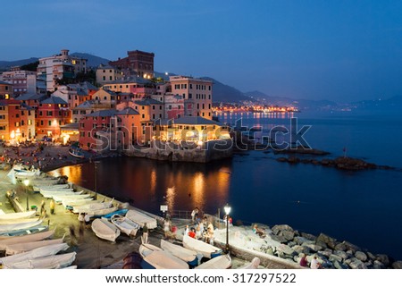 Boccadasse District Genoa During Summer Evening Stock Photo