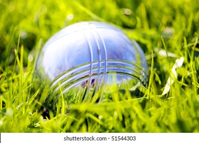  Bocce Ball On A Green Grass. Close Up With Shallow Dof.