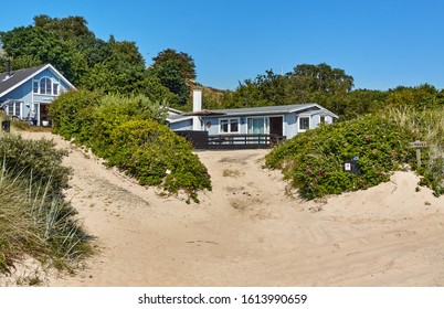 Boderne, Bornholm Island, Denmark - 26 June 2019. Summerhouses Ina Village Of Boderne