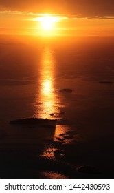 BODO, NORDLAND COUNTY / NORWAY - JULY 04 2019: Midnight Sun View From The Keiservarden Mountain Near City Of Bodo (Bodø)