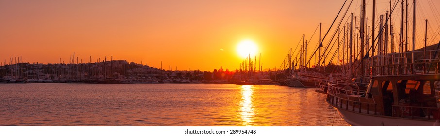 Bodrum Marina At Sunset Turkey Panorama