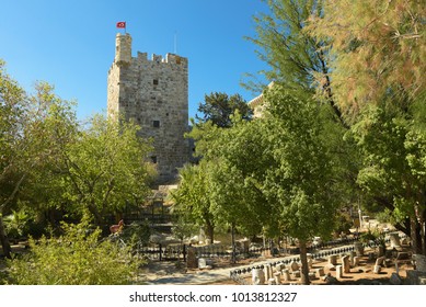 Bodrum, Turkey - 5 September 2017: The French tower of Bodrum Castle 