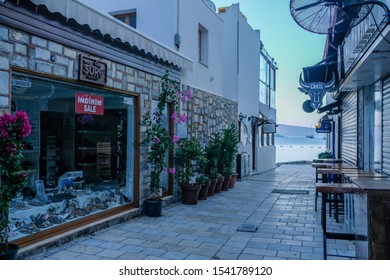 Bodrum, Turkey - September, 2019: Bodrum Cafe And Bars. Bodrum Streets And Bazaar.