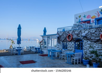 Bodrum, Turkey - September, 2019: Bodrum Cafe And Bars. Bodrum Streets And Bazaar.