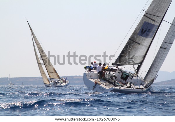 Bodrum,Turkey. 20 August 2016: The
sailing races have been performed by the organization of Turkey
Sailling Federation in Bodrum for the memory of Mustafa
Koc.