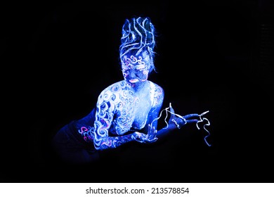 Body Art Glowing Ultraviolet Light Four Stock Photo 213578854 ...