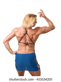 Body Builder Back Side, White Background