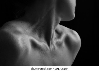 Body scape of woman neck and hand with emotion artistic conversion
