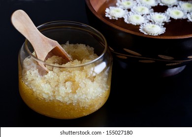 Body Scrub And Bowl With Flowers