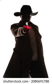 Body Shot Of A Future Police Officer Holding A Gun With A Laser Sight