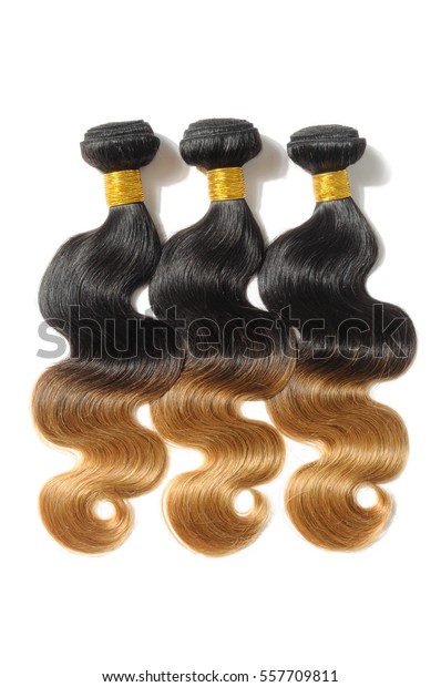 body wave black to blonde two tone\
ombre dip-dye human hair weave bundles\
extensions