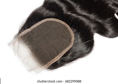 Body wave black virgin human hair extensions lace closure