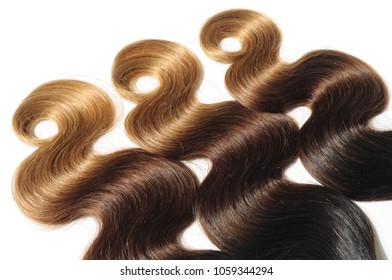 Body Wave Three Tone Black With Brown And Blonde Ombre Style Human Hair Weaves Extensions