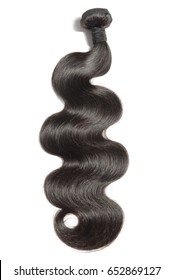 Body wave virgin remy black human hair weave bundles extensions - Shutterstock ID 652869127