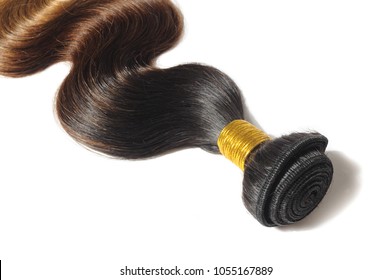 Body Wavy Three Tone Ombre Style Black With Brown And Blonde Human Hair Weaves Extensions