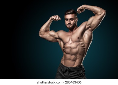 bodybuilder on a black background