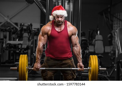 Bodybuilder Santa Claus Costume Gym Barbell Stock Photo Shutterstock