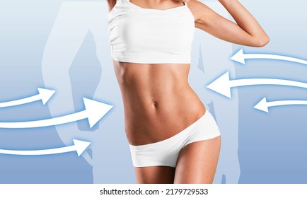 Bodycare And Slimming Concept. Skinny Lady With Perfect Ideal Body Shape Posing