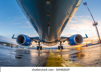 Boeing 737 Pobeda airlines, airport Pulkovo, Russia Saint-Petersburg 01 December 2016