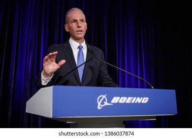 Boeing Chief Executive Officer Dennis Muilenburg speaks at a press conference after the Boeing Annual General Meeting in Chicago, Illinois, U.S. April 29, 2019.