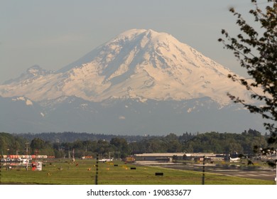 Boeing Field King County International Airport, Seattle, WA With Mt. Rainier In The Background