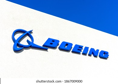 Boeing Logo, Sign On Company Office. The Boeing Company Is An American Multinational Aerospace Corporation - Pleasanton, California, USA - 2020