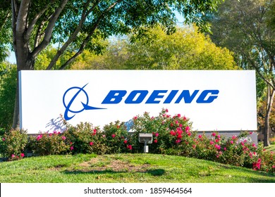 Boeing Logo, Sign On Signpost At Company Office. The Boeing Company Is An American Multinational Aerospace Corporation - Pleasanton, California, USA - 2020