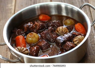 Boeuf Bourguignon, Beef Stewed In Red Wine, French Burgundy Cuisine