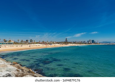 Bogatell Beach In Barcelona, Spain