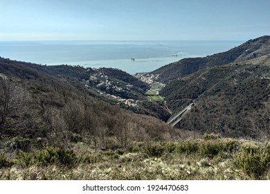Bogliasco village aerial view panorama from Fasce mountain liguria italy