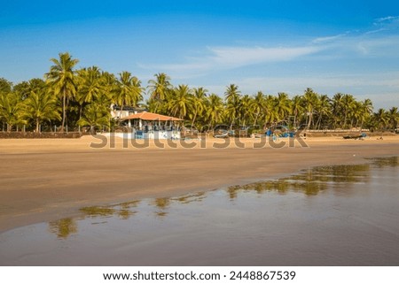 Similar – Image, Stock Photo Typical beach on the Atlantic coast of Belgium during daylight hours. A place of relaxation and rest. Spending your free time