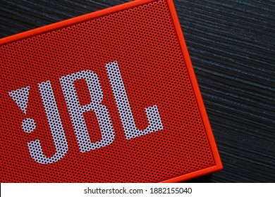 Bogor, Indonesia - 24 December, 2020 : Jbl Go Bluetooth Speaker From Top Angle