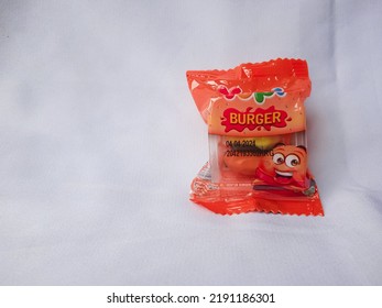 Bogor, Indonesia - August 18th, 2022 : Yupi Candy Like A Burger, Product Shot Candy