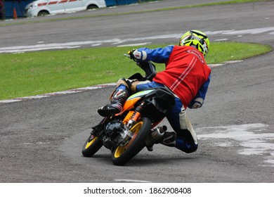 Bogor, West Java, Indonesia - March 25, 2018: Indoclub Championship 2018 Motorbike Racing Event At The Sentul International Karting Circuit.