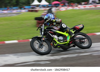 Bogor, West Java, Indonesia - March 25, 2018: Indoclub Championship 2018 Motorbike Racing Event At The Sentul International Karting Circuit.