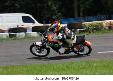 Bogor, West Java, Indonesia - March 25, 2018: Indoclub Championship 2018 Motorbike Racing Event At The Sentul International Karting Circuit.