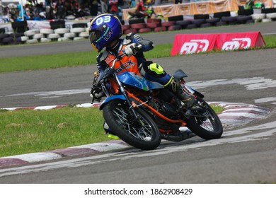 Bogor, West Java, Indonesia - March 25, 2018: Indoclub Championship 2018 Motorbike Racing Event At The Sentul International Karting Circuit.