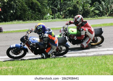 Bogor, West Java, Indonesia - March 25, 2018: Indoclub Championship 2018 Motorbike Racing Event At The Sentul International Karting Circuit.