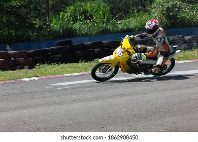 Bogor, West Java, Indonesia - March 25, 2018: Indoclub Championship 2018 Motorbike Racing Event At The Sentul International Karting Circuit.